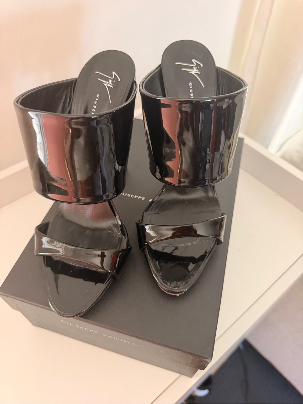 Giuseppe Zanotti Black Patent Leather Sandals